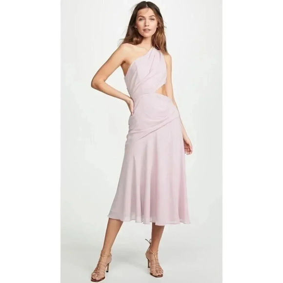 NWT Anthropologie Fame & Partners Haylie Dress Midi Cut Out One Shoulder Party - Picture 1 of 14